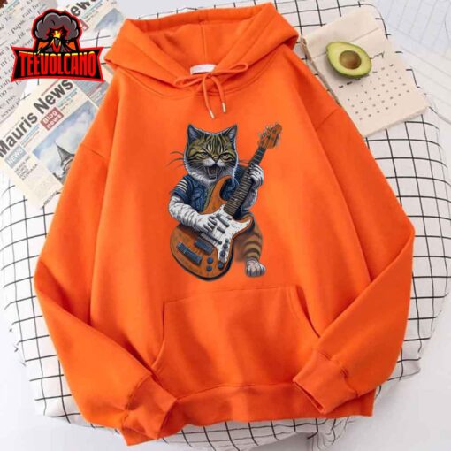 Funny cat Playing Guitar Cat Lover graphic cats Kitten Lover T-Shirt