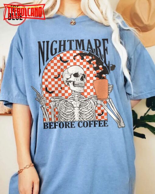 Funny Halloween Shirt, Skeleton Halloween Shirt Coffee Fall Shirt