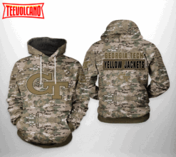 Georgia Tech Yellow Jackets NCAA Camo Veteran 3D Printed Hoodie