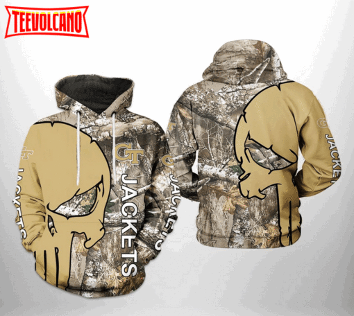 Georgia Tech Yellow Jackets NCAA Camo Veteran Hunting 3D Hoodie