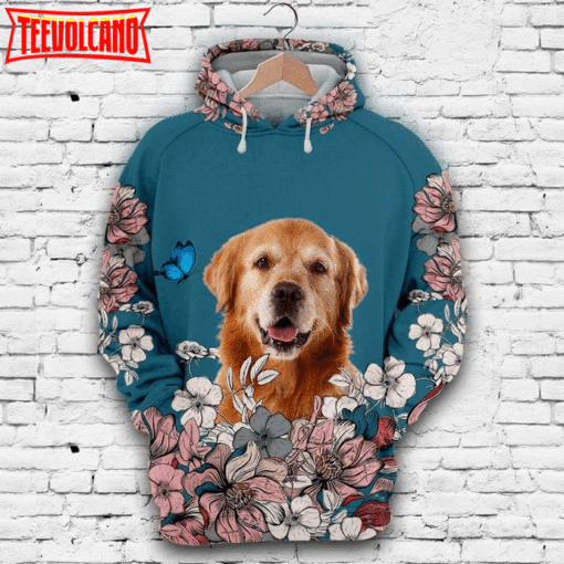 Golden Retriever And Flower 3D Printed Hoodie