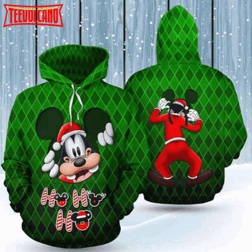 Goofy Peeking Santa Christmas Green 3D Printed Hoodie