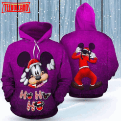 Goofy Peeking Santa Christmas Purple 3D Printed Hoodie