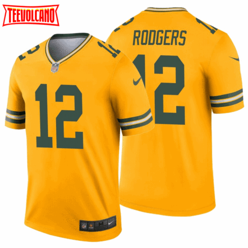 Green Bay Packers Aaron Rodgers Gold Inverted Jersey