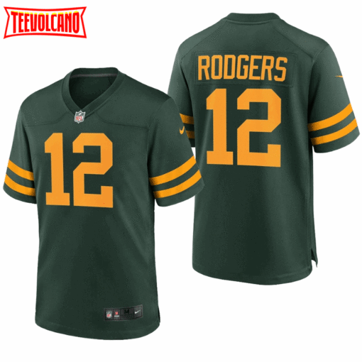 Green Bay Packers Aaron Rodgers Green Throwback Jersey