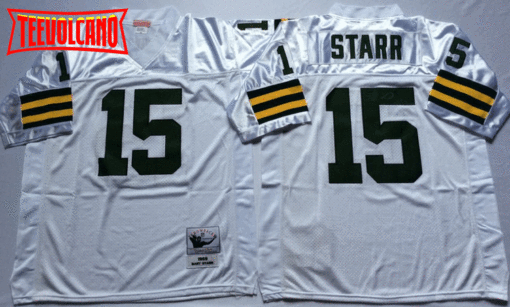 Green Bay Packers Bart Starr White Throwback Jersey