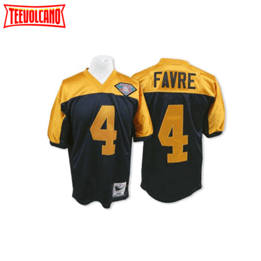 Green Bay Packers Brett Favre Navy 75th Anniversary Throwback Jersey