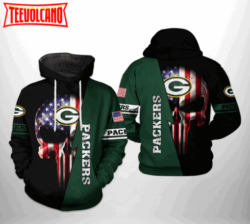 Green Bay Packers NFL US Flag Skull Team 3D Printed Hoodie