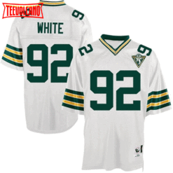 Green Bay Packers Reggie White White 75th Anniversary Throwback Jersey