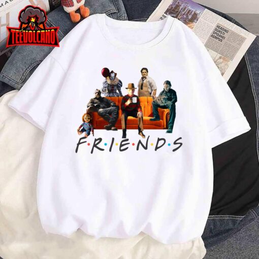 Halloween Friends Crew Gathering on a Spooky Orange Couch Pullover Hoodie