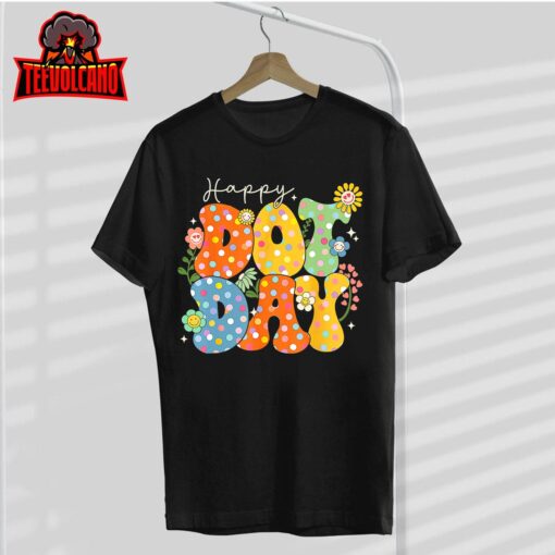 Happy Dot Day Hippie Flowers Groovy Teacher Kids T-Shirt