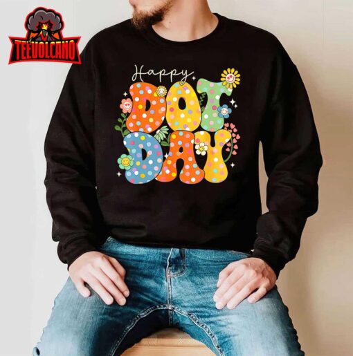 Happy Dot Day Hippie Flowers Groovy Teacher Kids T-Shirt