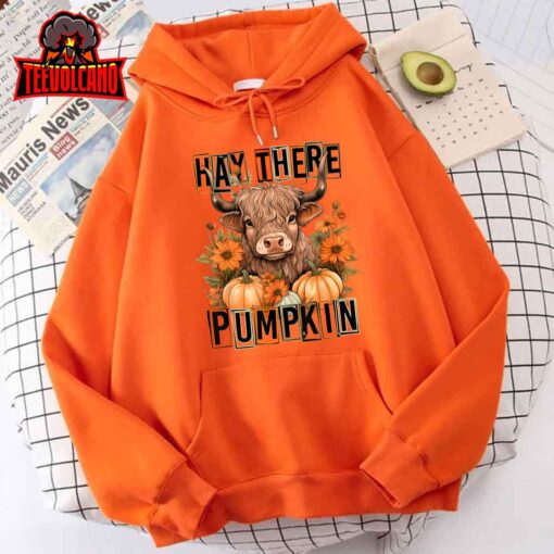 Hay There Pumkin Highland Cow Fall Autumn Thanksgiving T-Shirt