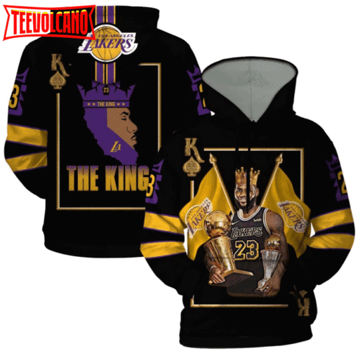 He King Lebron James Los Angeles Lakers Champion Trophy 3D Printed Hoodie