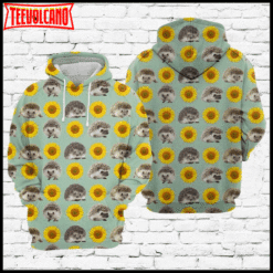 Hedgehog And Sunflower 3D Printed Hoodie