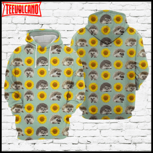 Hedgehog And Sunflower 3D Printed Hoodie