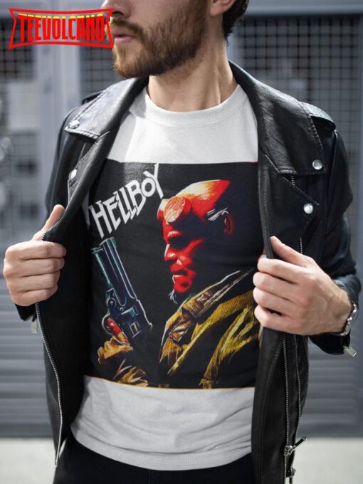 Hellboy Movie Poster T-Shirt, Retro 00s Movie Stylized Graphic T Shirt