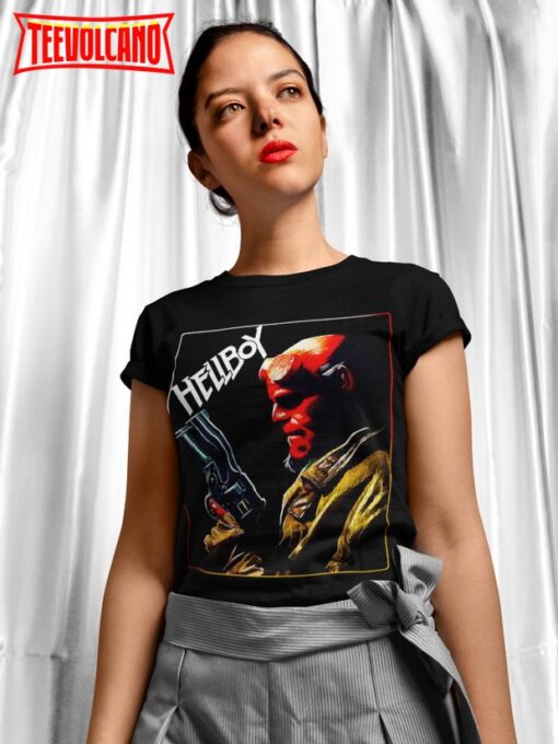 Hellboy Movie Poster T-Shirt, Retro 00s Movie Stylized Graphic T Shirt