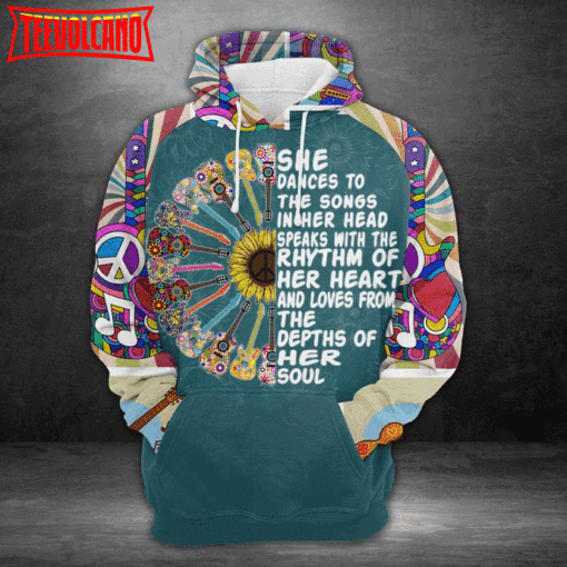 Hippie Guitar 3D Printed Hoodie