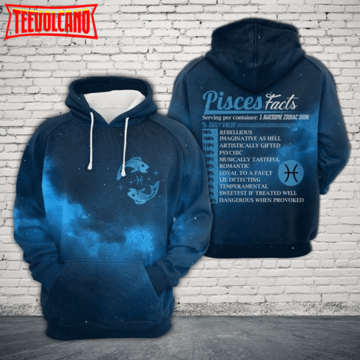 Horoscope Pisces Facts 3D Printed Hoodie