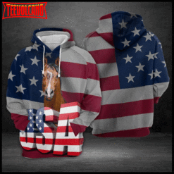 Horse Us Flag 3D Printed Hoodie