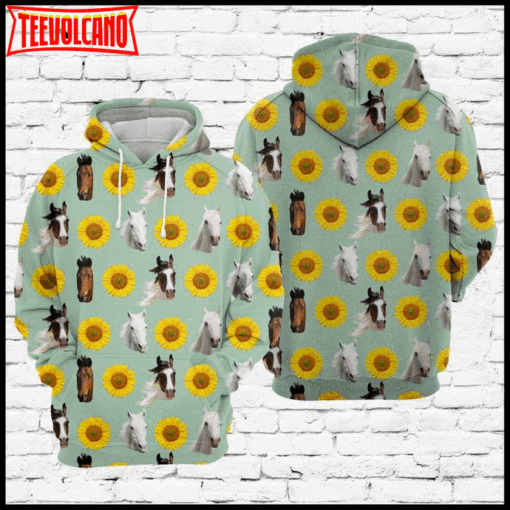 Horses And Sunflowers 3D Printed Hoodie