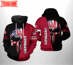 Houston Cougars NCAA US Flag Skull 3D Printed Hoodie