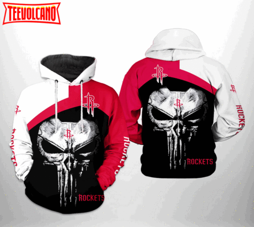 Houston Rockets NBA Skull Punisher Team 3D Printed Hoodie