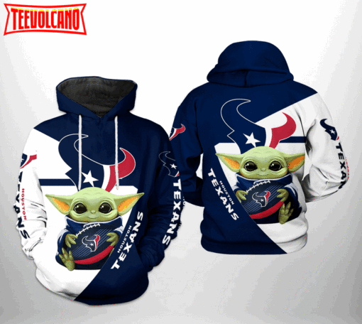 Houston Texans NFL Baby Yoda Team 3D Printed Hoodie