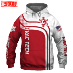 HVAC Tech Red US Flag 3D Printed Hoodie