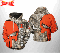 Illinois Fighting Illini NCAA Camo Veteran Hunting 3D Hoodie