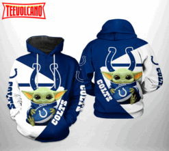 Indianapolis Colts NFL Baby Yoda Team 3D Printed Hoodie