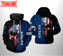 Indianapolis Colts NFL US Flag Skull Team 3D Printed Hoodie