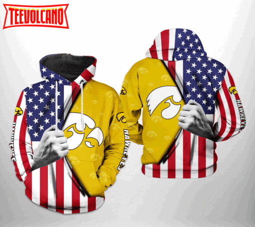 Iowa Hawkeyes NCAA US Flag 3D Printed Hoodie