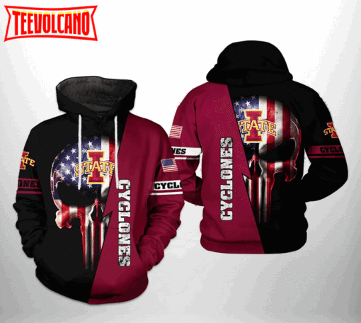 Iowa State Cyclones NCAA US Flag Skull 3D Printed Hoodie