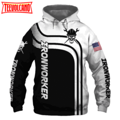 Ironworker Black US Flag 3D Printed Hoodie