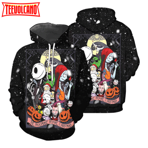 Jack Skellington And Sally The Pumpkin King Christmas Snow 3D Hoodie