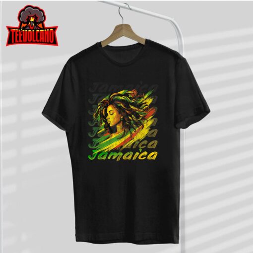 Jamaican Black Girls Shirt Jamaica Flag Hair Women T-Shirt