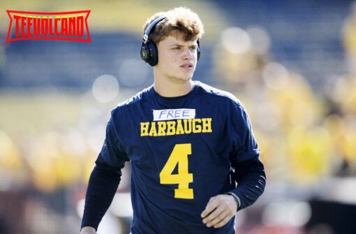 J.J. Mccarthy Wearing Free Harbaugh 4 T-Shirts