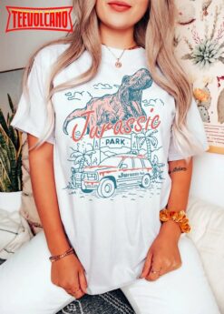 Jurassic Park Shirt, Retro Jurassic Park Entrance with Tour Jeep T-rex Shirt