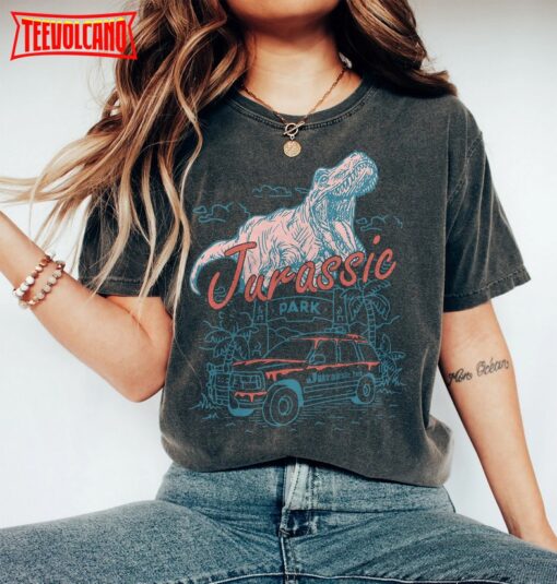 Jurassic Park Shirt, Retro Jurassic Park Entrance with Tour Jeep T-rex Shirt