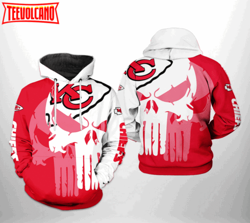 Kansas City Chiefs NFL Team Skull 3D Printed Hoodie