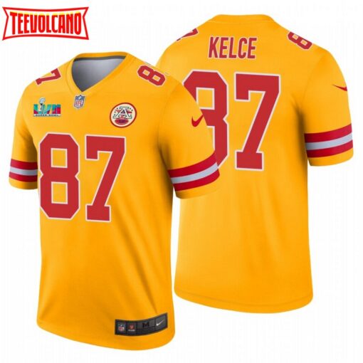 Kansas City Chiefs Travis Kelce Super Bowl LVII Gold Inverted Jersey