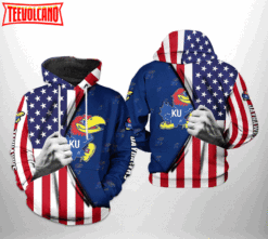 Kansas Jayhawks NCAA US Flag 3D Printed HoodieZipper Hoodie