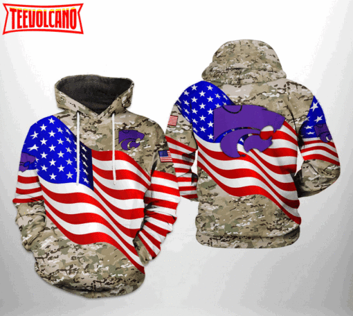 Kansas State Wildcats NCAA US Flag Camo Veteran 3D Printed Hoodie