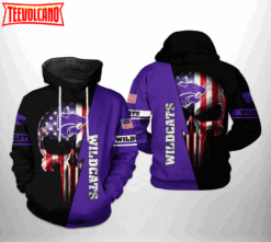 Kansas State Wildcats NCAA US Flag Skull 3D Printed Hoodie