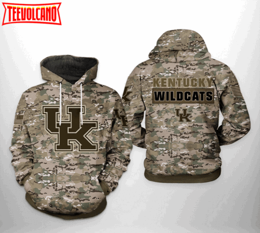 Kentucky Wildcats NCAA Camo Veteran 3D Printed Hoodie