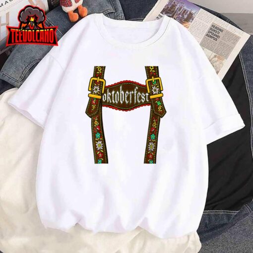 Lederhosen Suspenders Tee Oktoberfest Bavarian Munich Beer T-Shirt