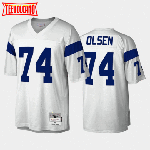 Los Angeles Rams Merlin Olsen White 1969 Throwback Jersey