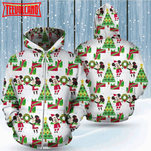 Mickey Minnie Christmas Tree Cute Pattern 3D Printed Hoodie